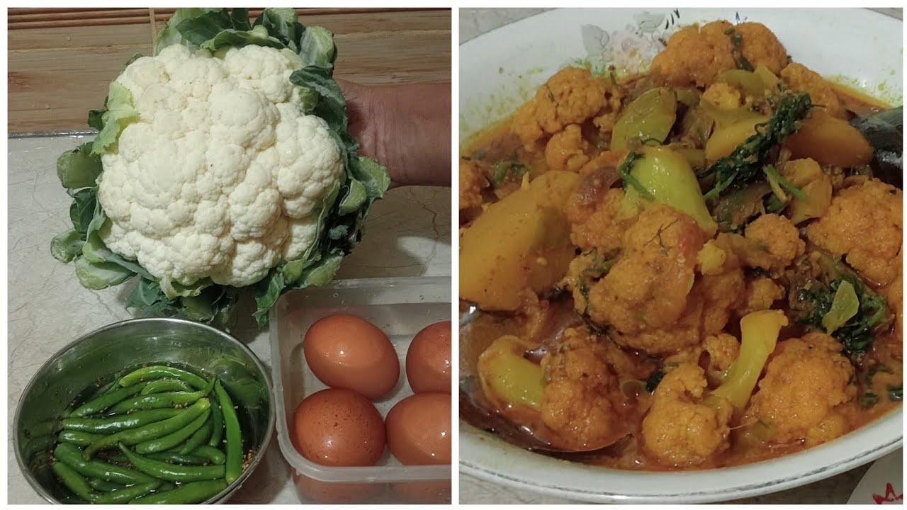 সিক্রেট মসলায় ফুলকপির রান্না।Vegetarian cauliflower curry in secret spices with egg eating tips.