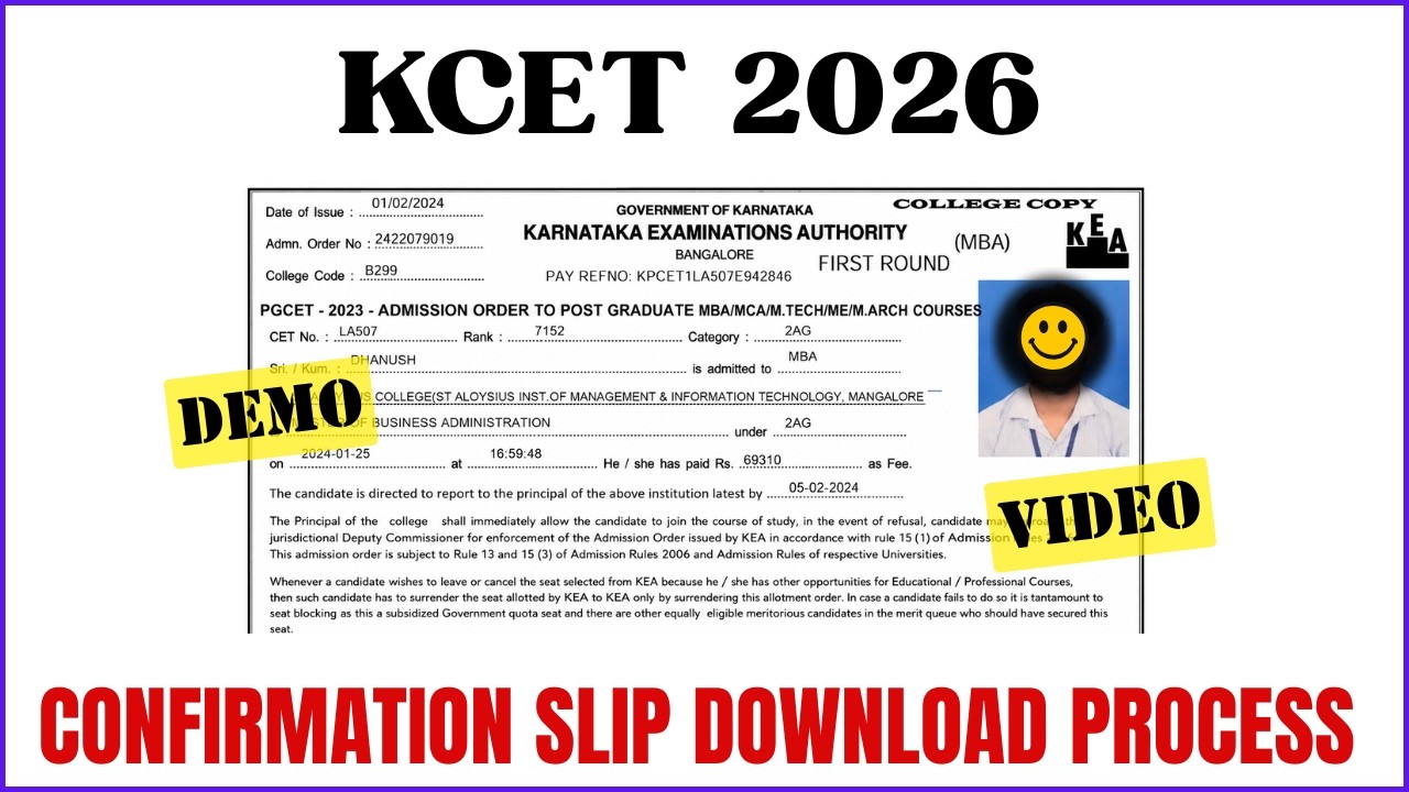KCET 2026 Confirmation Slip Download Process Explained | How to Download Admission Order KCET 2026