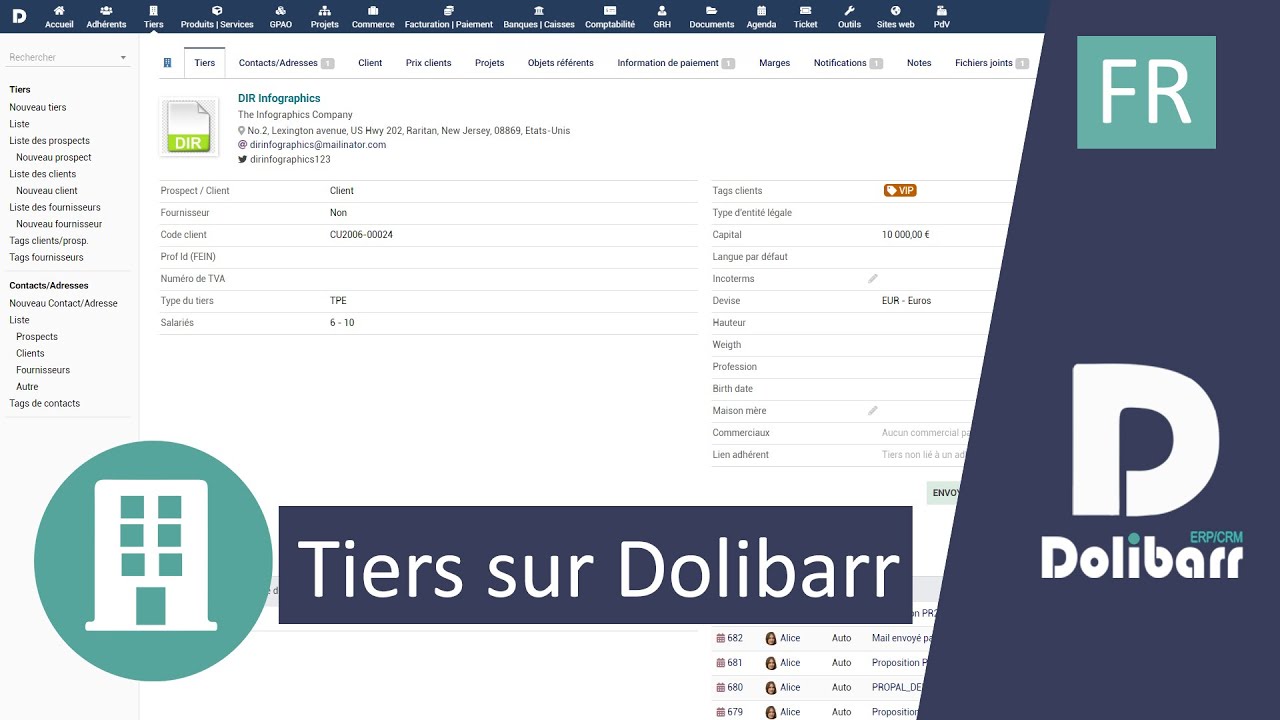 Tutoriel 4 - FR - Gestion des tiers (Prospects, Clients, Fournisseurs) dans Dolibarr ERP CRM
