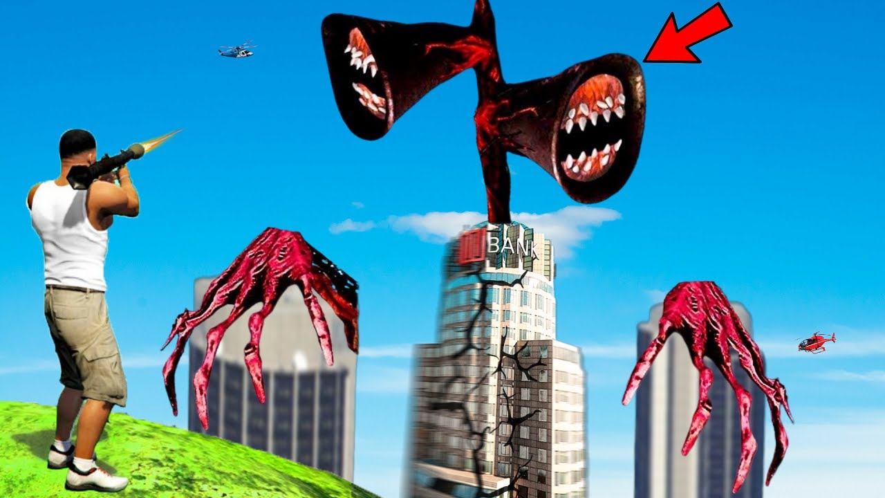 Giant SIREN HEAD Attacked AND Destroys LOS SANTOS In GTA 5 - Epic Battle