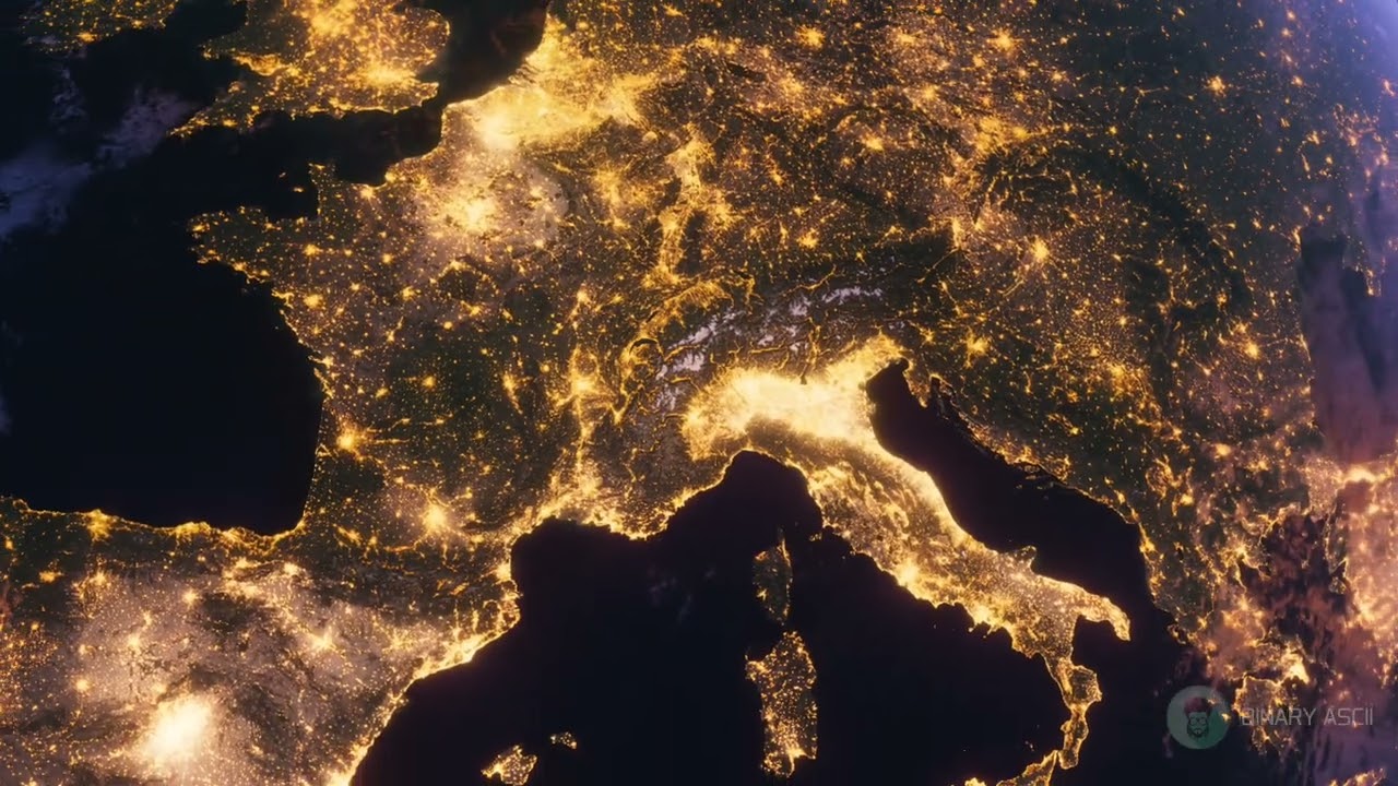 France from Space 4K | Night Earth Zoom Out Animation | Free Stock Video
