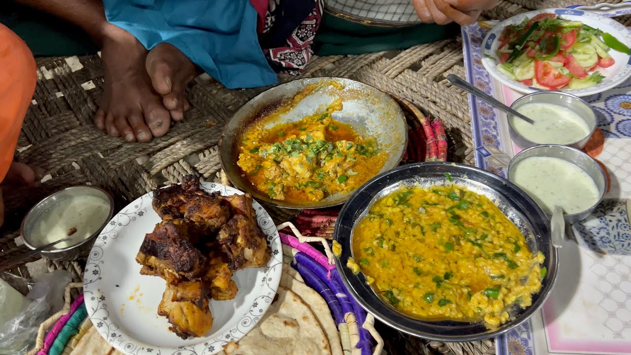 Chicken tikka,chicken karahi,Dal roti visit to dhaba hotel