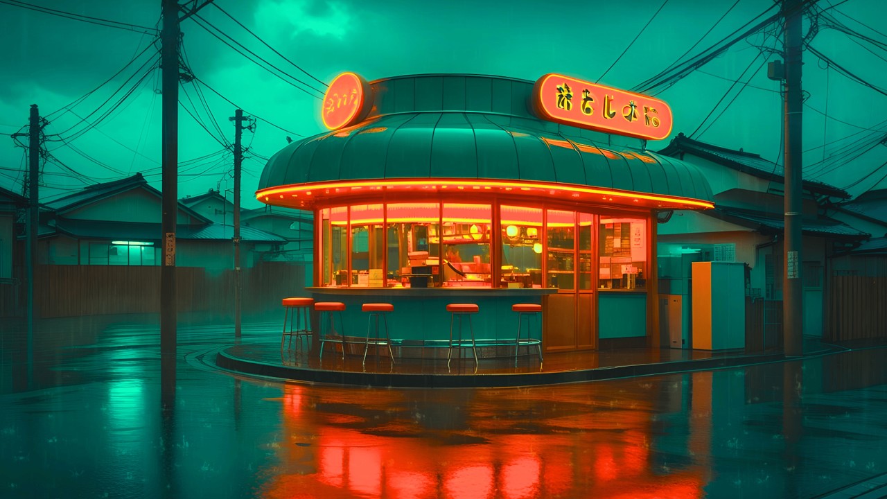 90s Tokyo Nightfall Rain 🌧️ Cozy Coffee Shop Lofi for Focus & work