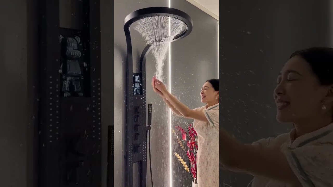 matte black shower setwall mounted shower set.sanitary ware shower sets. #bathroom #faucet #shower