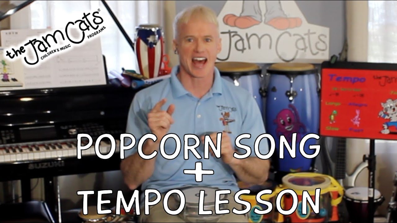 Popcorn Song + Tempo lesson || The Jam Cats Music || Kids Songs & Nursery Rhymes + Music Classes