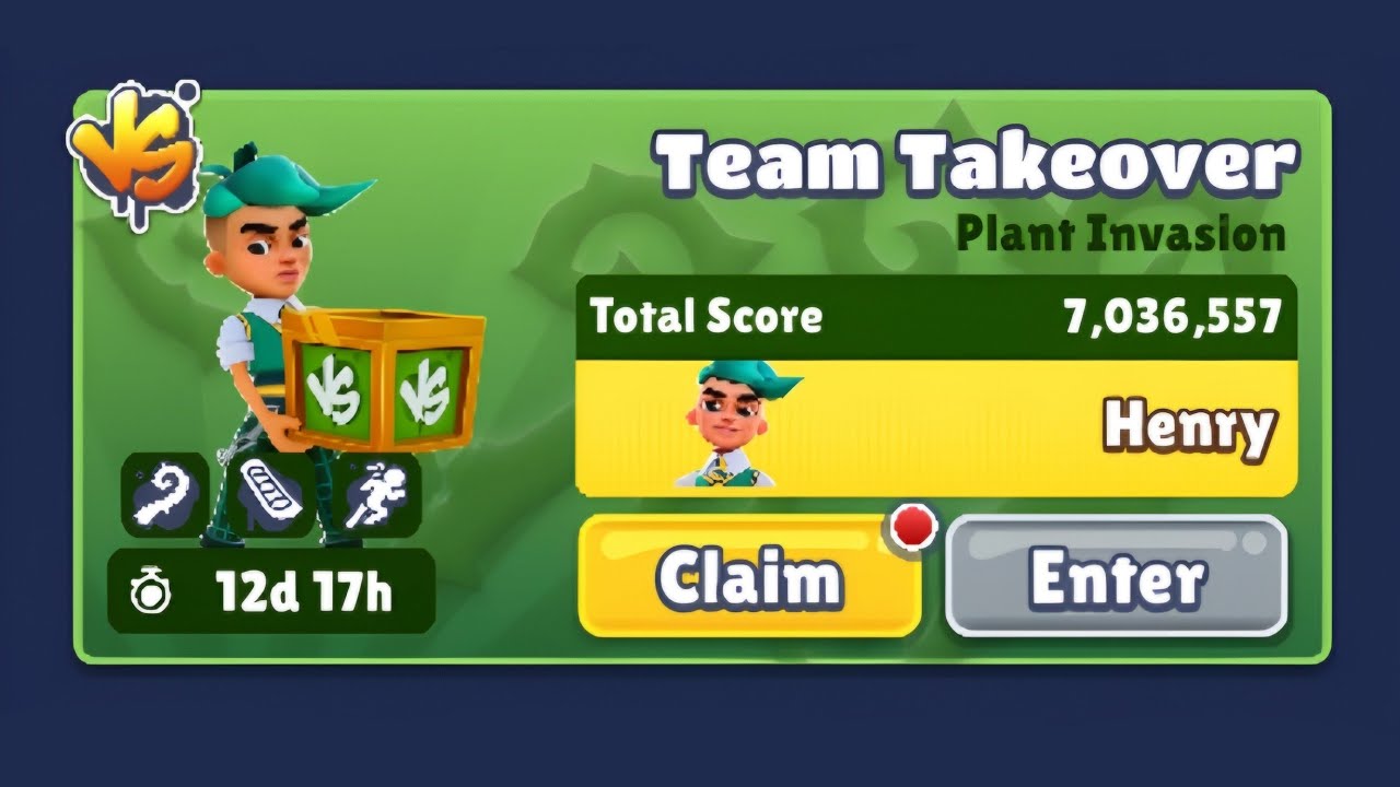 Subway Surfers : Team Takeover Challenge 💚 to get HENRY in No Floor Challenge Subway Surfers 2025
