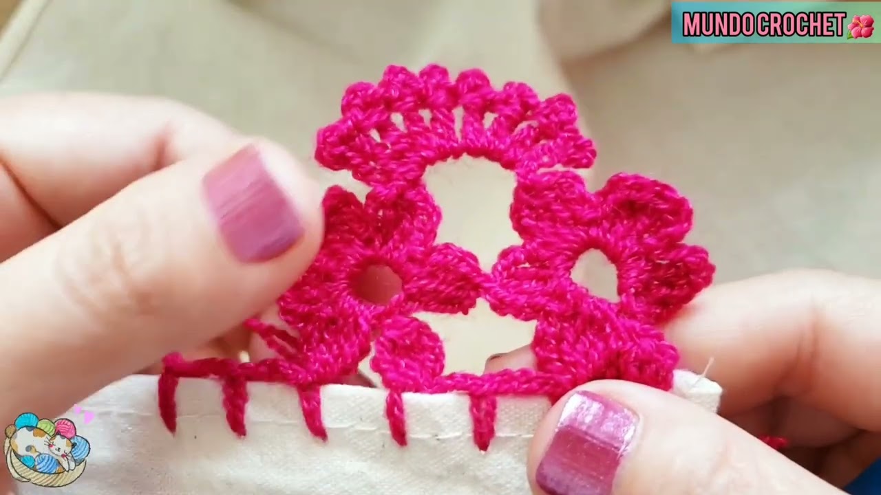 Puntilla #46 🌺 De Una Sola Vuelta MUNDO CROCHET🌺