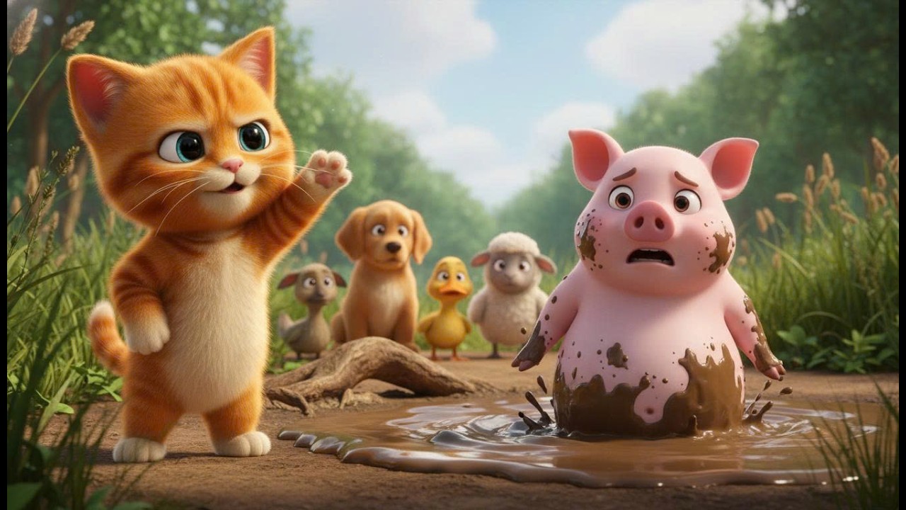 Miracle Rescue: Piglet Sinking in Quicksand Mud—Sunny the Kitten’s Last-Second Rescue!