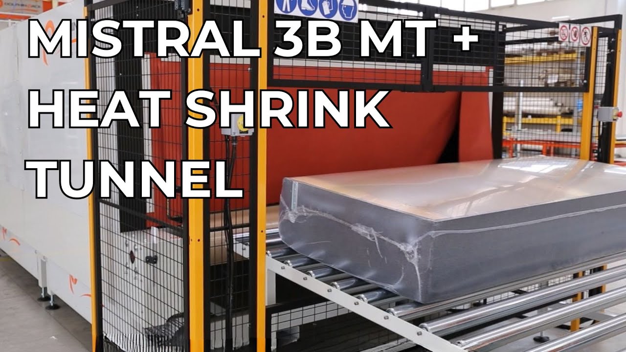 Bed base and headboard automatic packaging - MISTRAL 3B MT + HEAT SHRINK TUNNEL