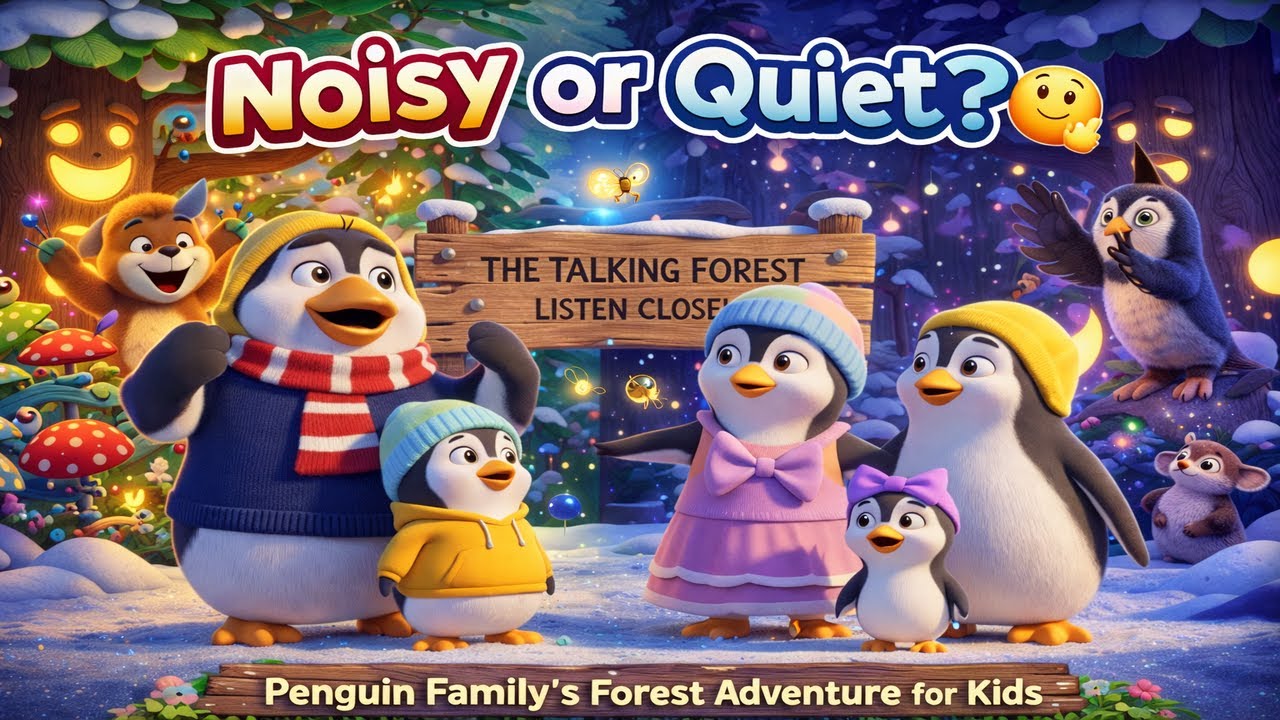 Noisy or Quiet 😂🤫🌲  Penguin Family’s Forest Adventure for Kids
