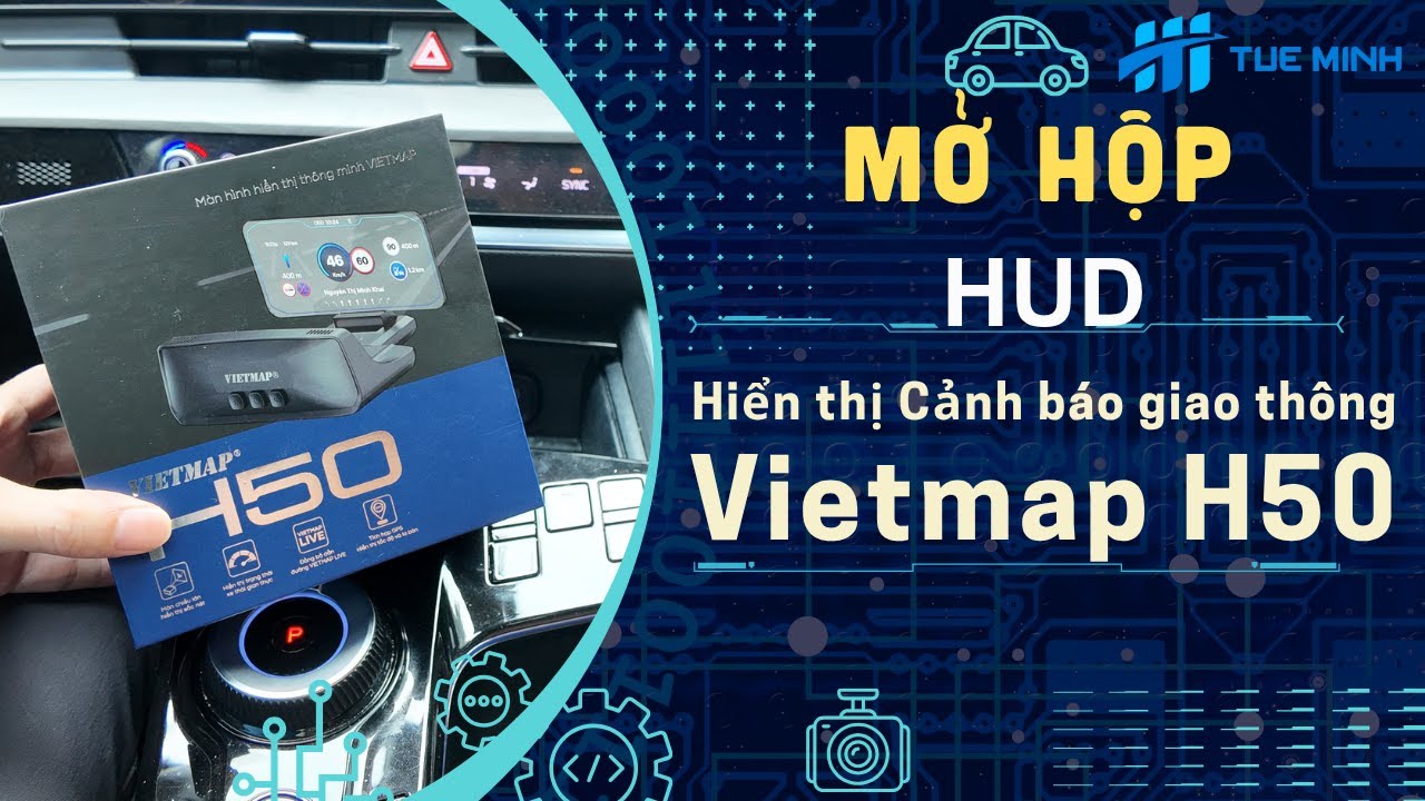 Mở hộp HUD Vietmap H50 hiển thị thông tin kính lái Cảnh báo giao thông