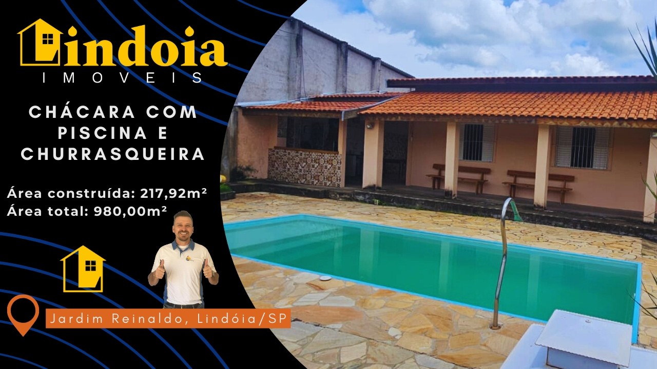 Chácara com piscina e churrasqueira com 980m²