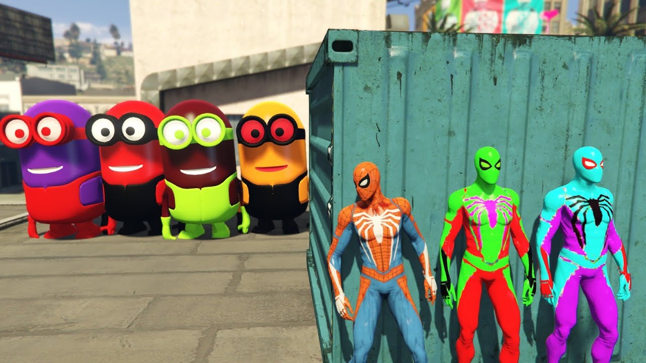 GTA 5 epic ragdoll| Red Spiderman Epic Fight With Minion | Euphoria Physics 