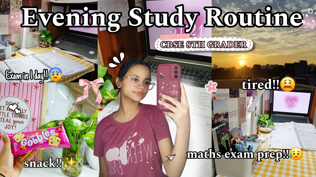 Evening Study Routine during Exams 📚✨ | Productive Study Vlog🎀 | CBSE 8THGRADER 
