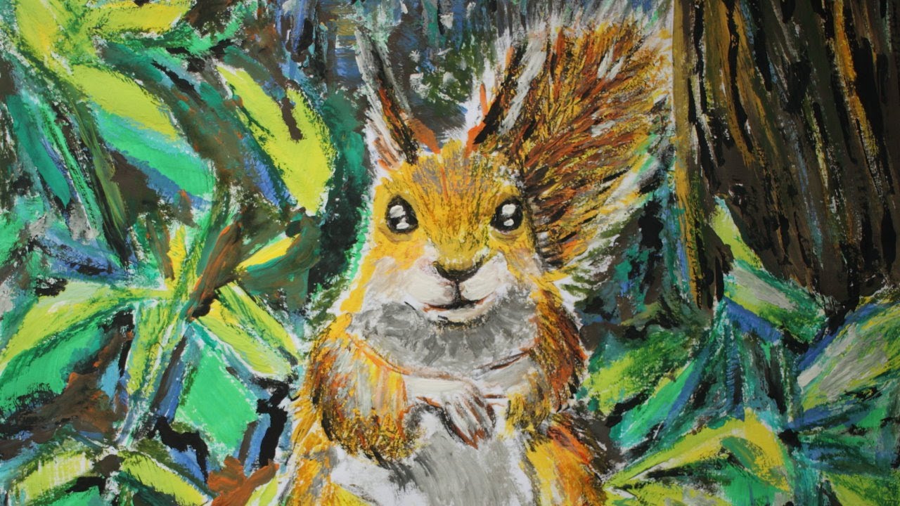 Белка Знает🐿️🌿Таймлапс живописи темперой с музыкой