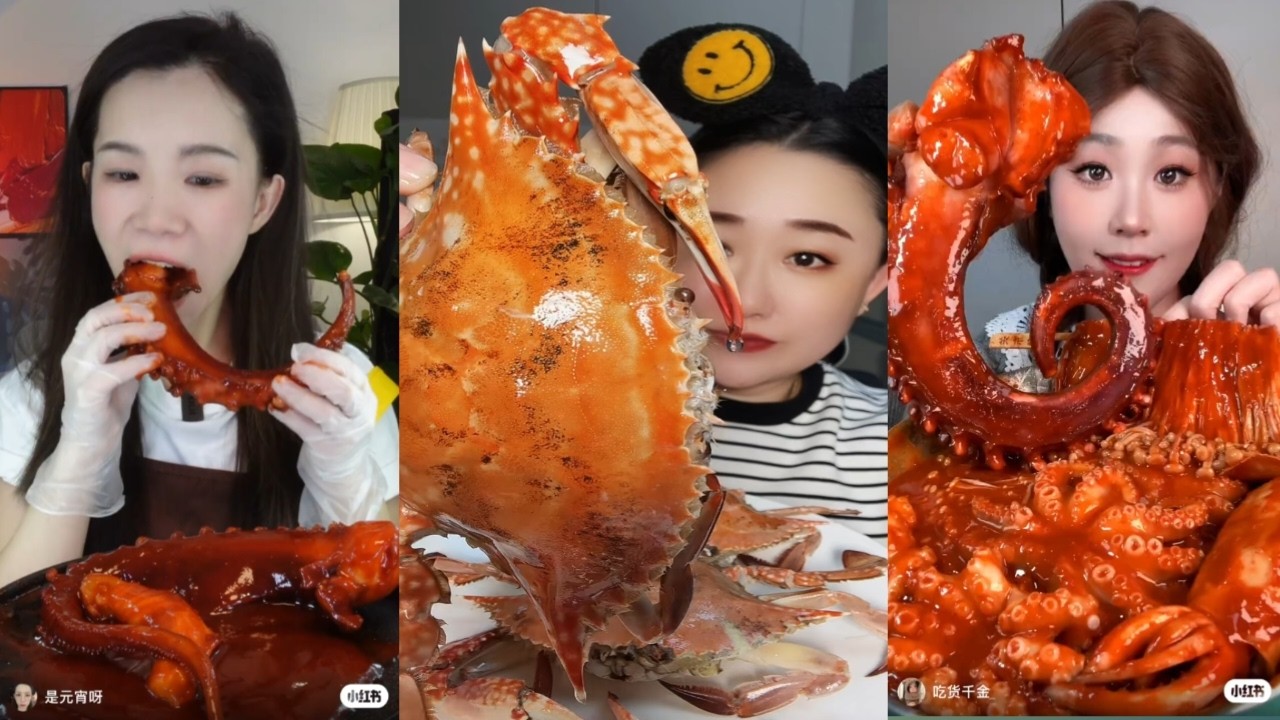 Yummy #212 eat squid 🦑🐙 crab 🦀🦀 #squid #crab #eatingshow #seafood #yummy #mukbang #delicious