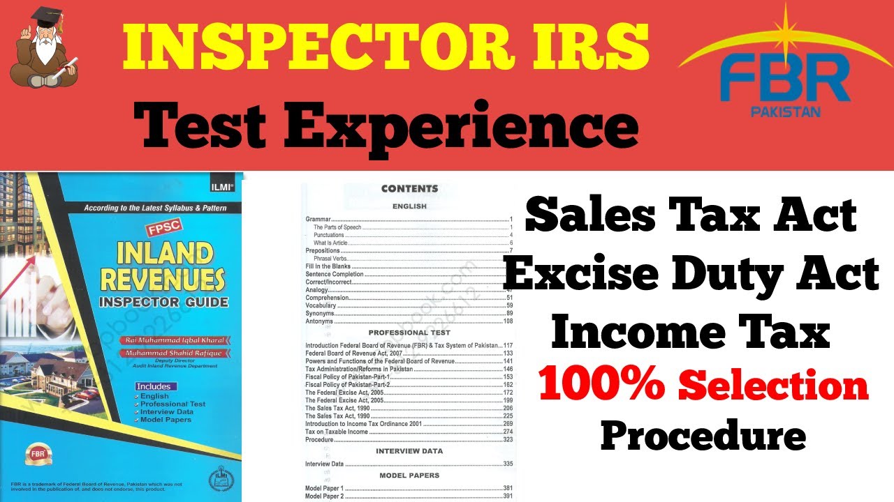 Inspector Inland Revenue FBR | Serving Inspector Experience | Selection Procedure | IRS Excise Act