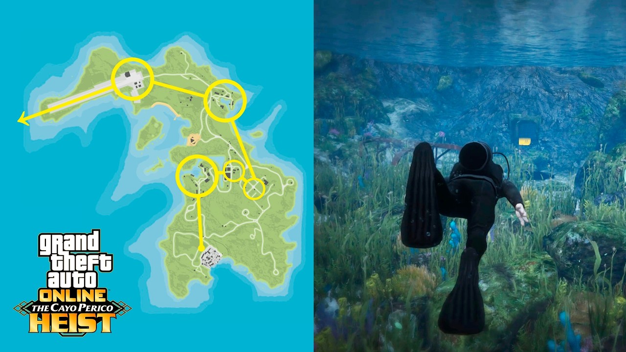 Путь от комплекса до взлетки в соло без тревоги на Кайо-Перико в GTA Online