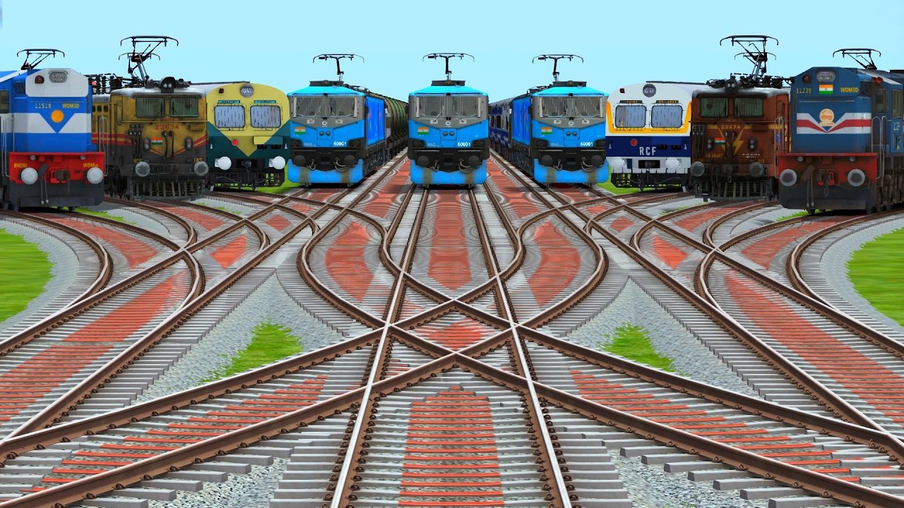 📶Nine Trains Run Back To Back By High Curved Railroad Junctions || indian train simulator game