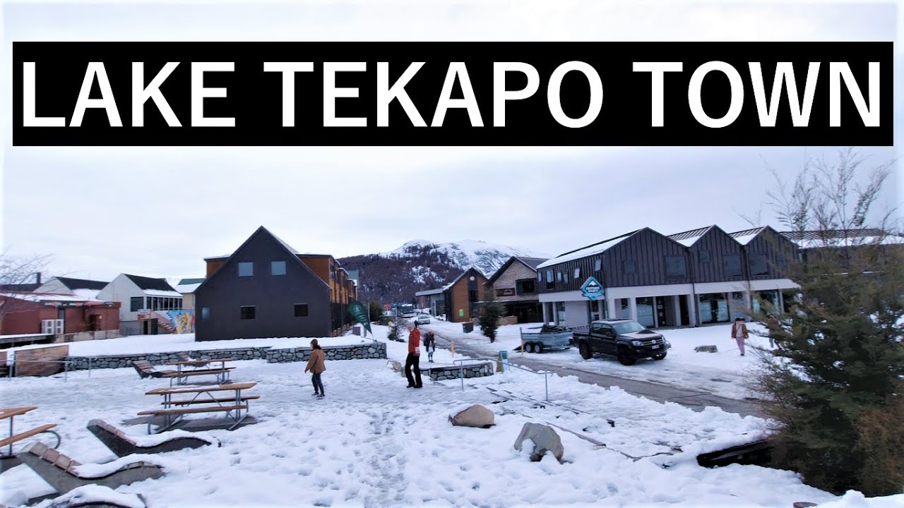 Lake Tekapo Town in Winter 4K