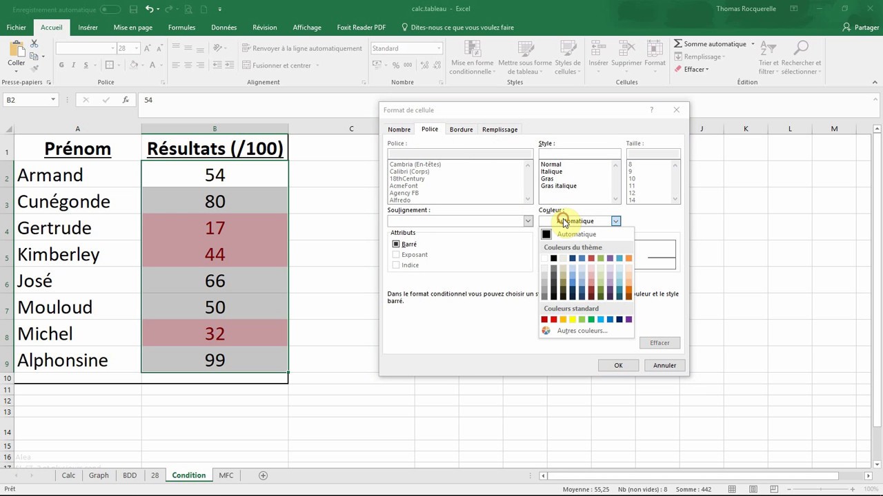La MISE EN FORME CONDITIONNELLE (Cours EXCEL en français)