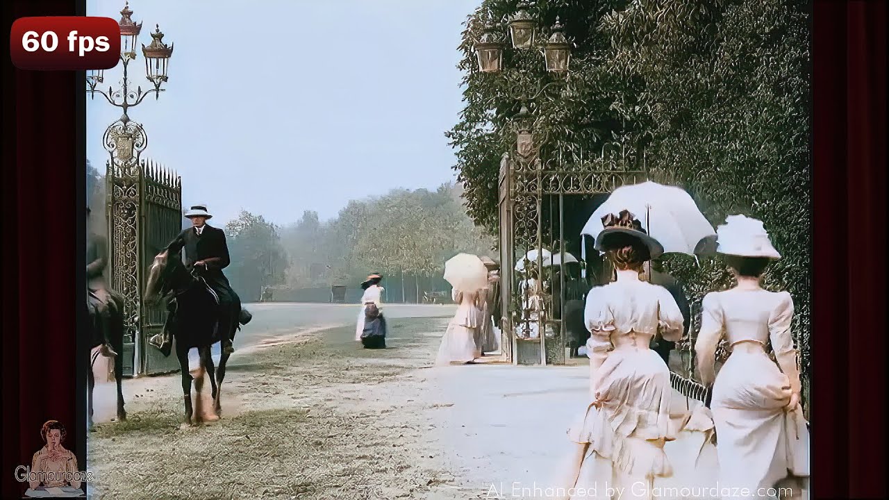 A Walk in the Park - c.1900 | Bois de Boulogne Paris - Colorised w/ Sound