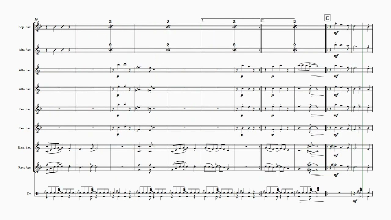 Joy to the World - Second Line Groove - Saxophone Quintet