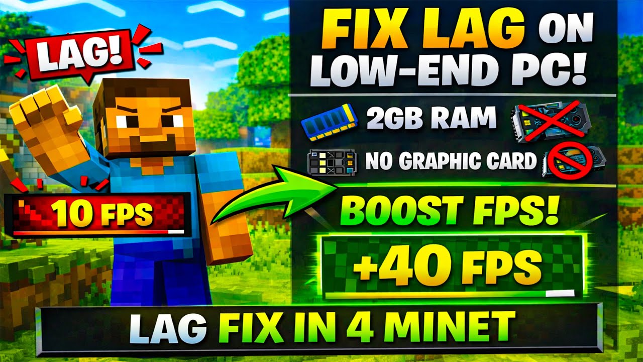 Fix Minecraft Lag in 4 Minutes 😱 | Low-End PC (2GB RAM)