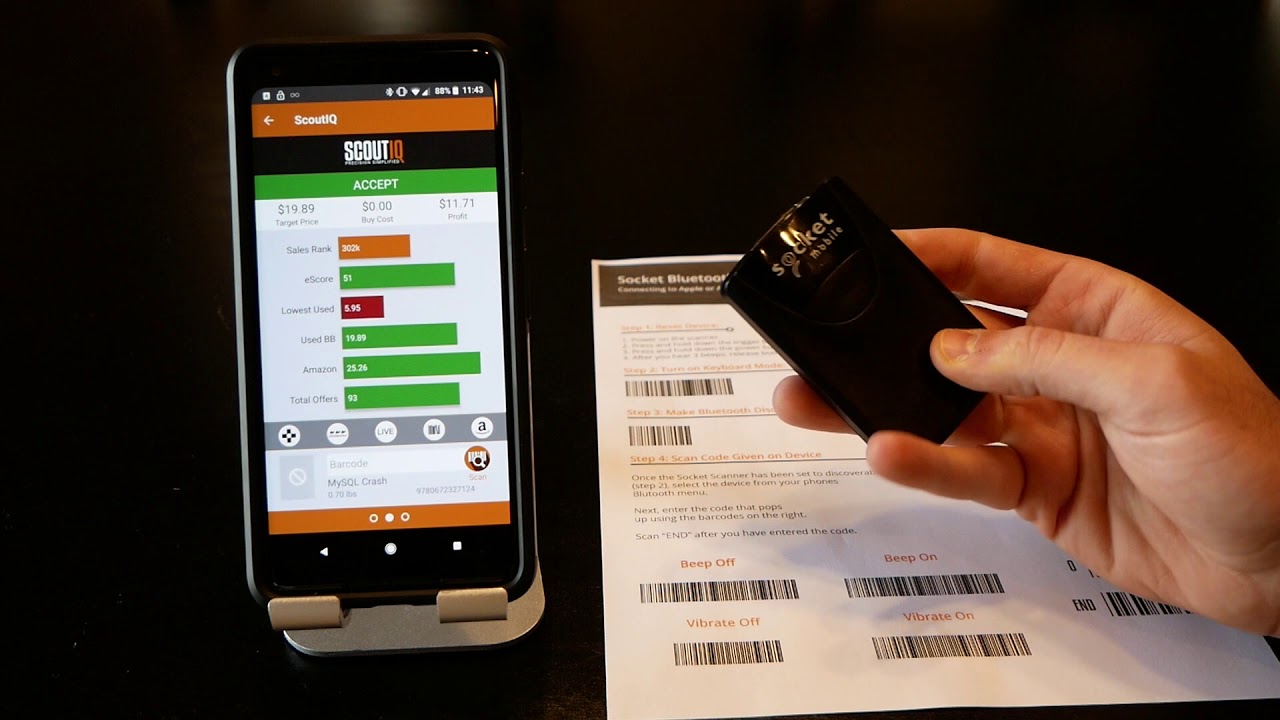 How to connect a Socket S800 bluetooth scanner to an android or iphone