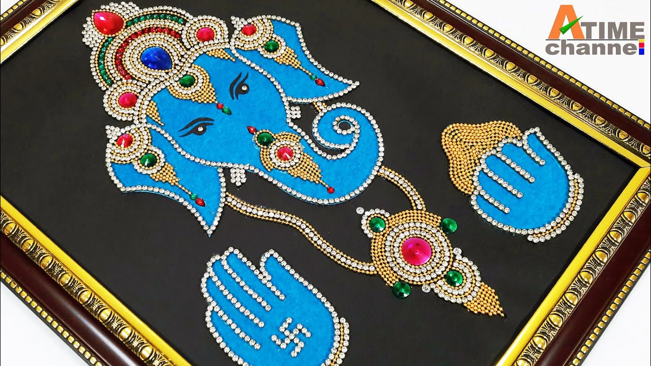 kundan work ganesha rangoli | wall decor ideas | kundan rangoli | home handmade decoration ideas DIY
