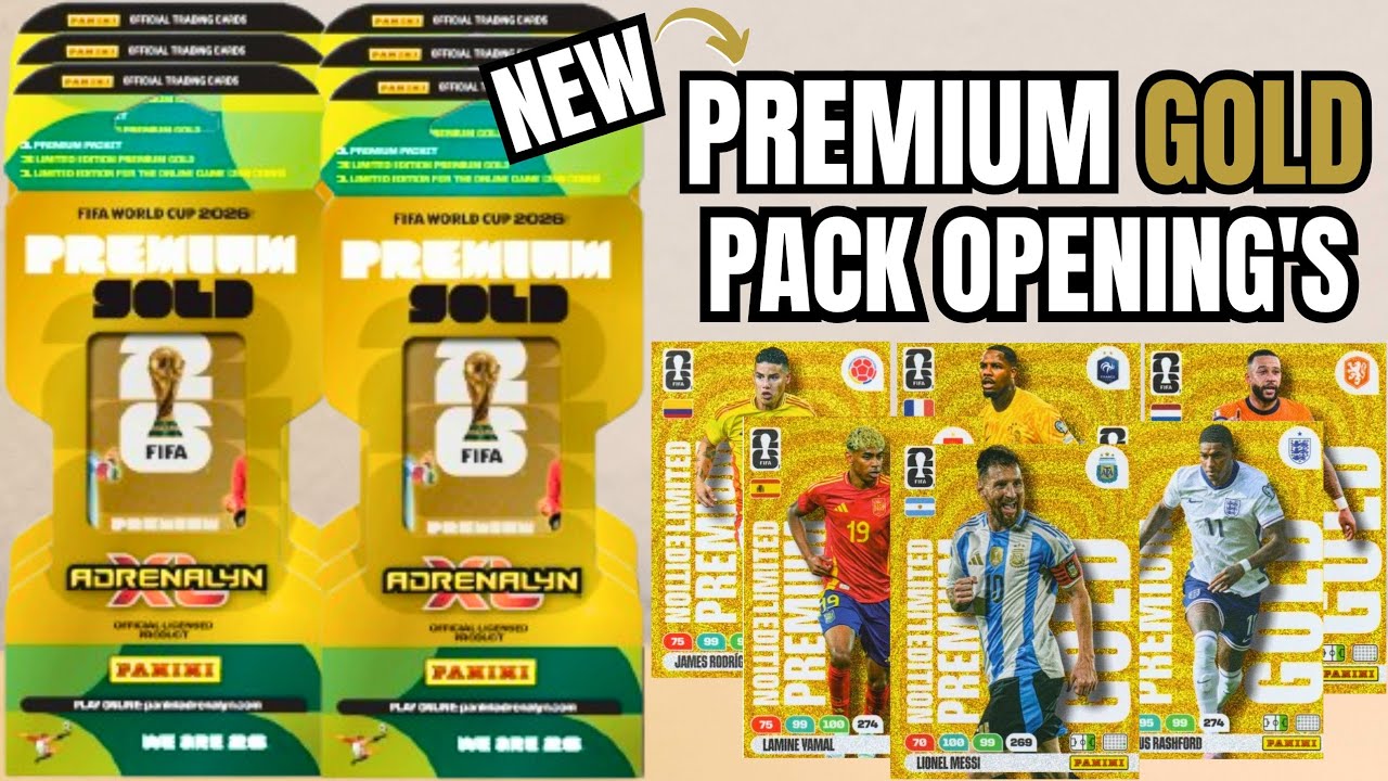 ALL 6 PREMIUM GOLD LIMITED EDITION CARDS| OPENING 6 PREMIUM PACKS ADRENALYN XL FIFA WORLD CUP 2026