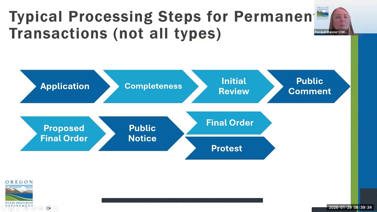 Bend/Zoom: 2025–2026 Water Rights Rulemaking Informational Session – January 29, 2026