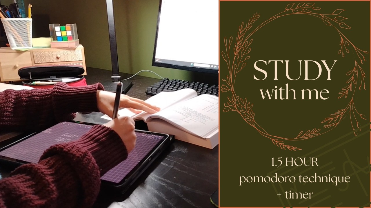 ​🌊​1.5 hour study with me🌊​ | pomodoro technique | timer + background underwater sound