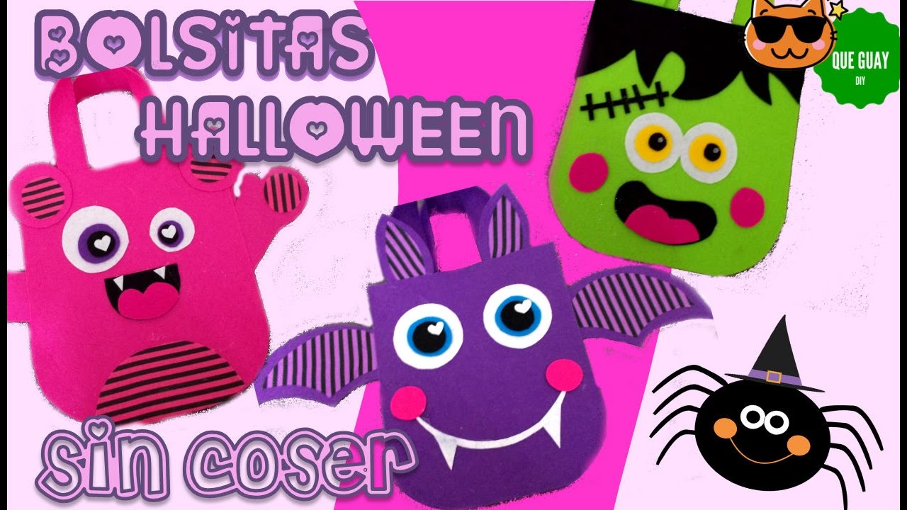 Bolsitas para Halloween SIN COSER 🎃 Bolsas pedir dulces truco o trato fáciles Dia muertos dulceros