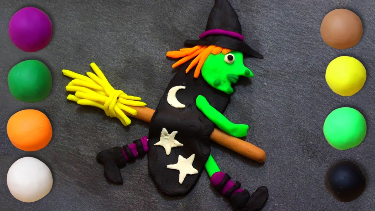 DIY-How To Make Play Doh Halloween Witch🧙&zwj;♀️ | Clay Art For Kids | HooplaKidz How To