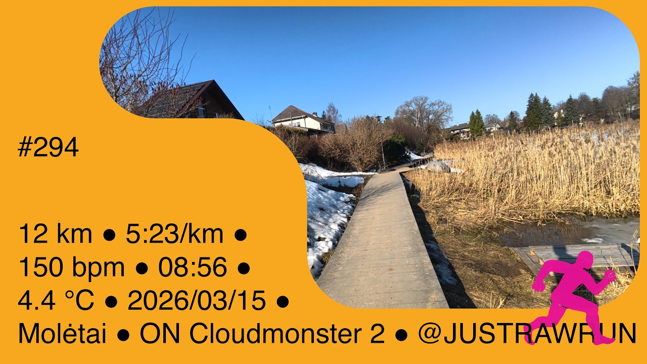 Just Raw Run (294) Distance: 12.05 km. Avg Pace: 5:23/km. Avg Heart Rate: 150 bpm