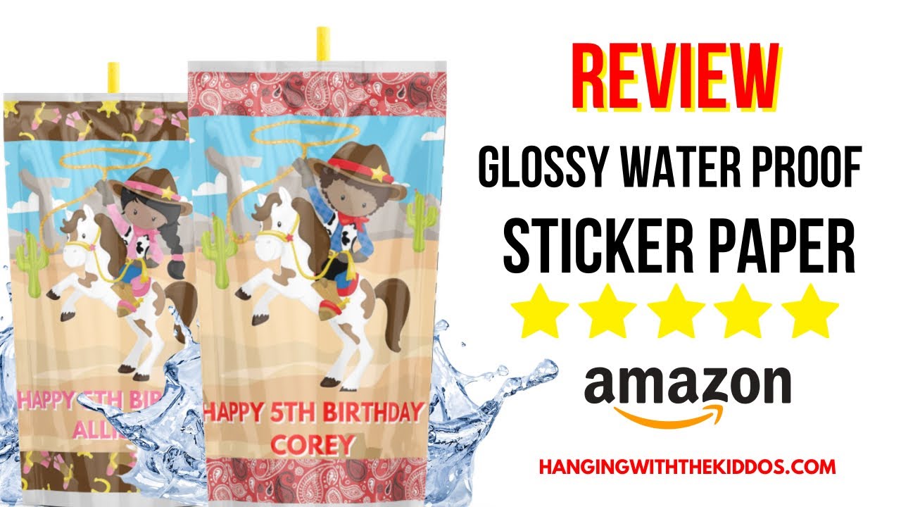 Glossy Waterproof Sticker Paper| Perfect for Custom Party Favors Capri sun & Water bottle Labels