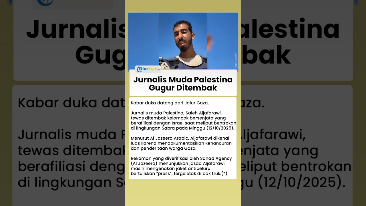 KABAR DUKA DARI GAZA! Jurnalis Saleh Aljafarawi Tewas Ditembak, Pihak Israel Dituding Jadi Pelakunya