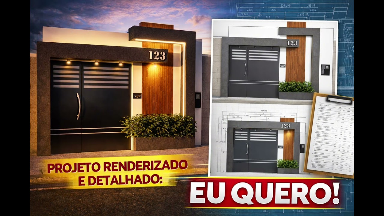 Fachada Moderna de 5 Metros | Projeto Completo + Lista de Materiais por R$47