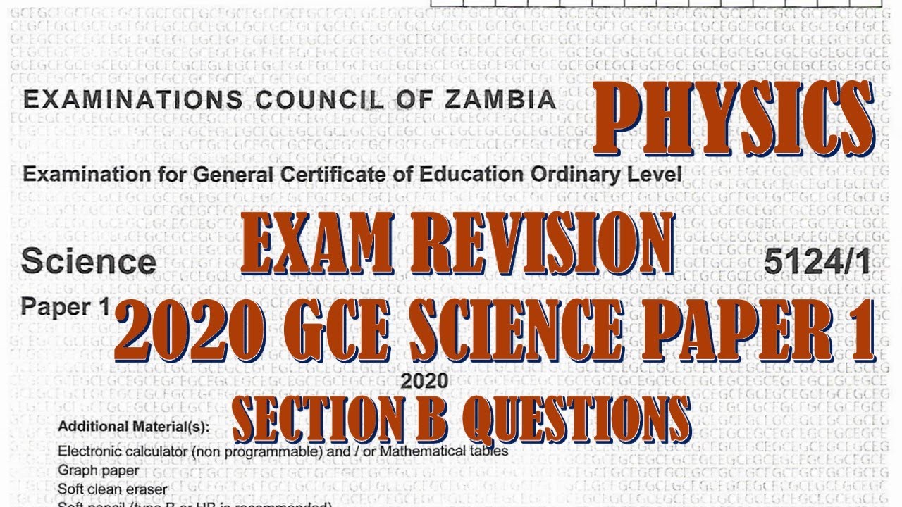 2020 GCE SCIENCE P1 SECTION B