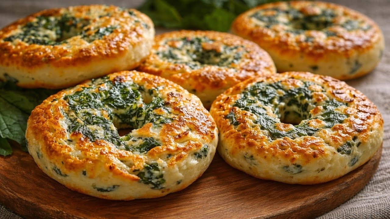 Без муки! Неотразимые пикантные пончики со шпинатом и сыром! Простой рецепт!