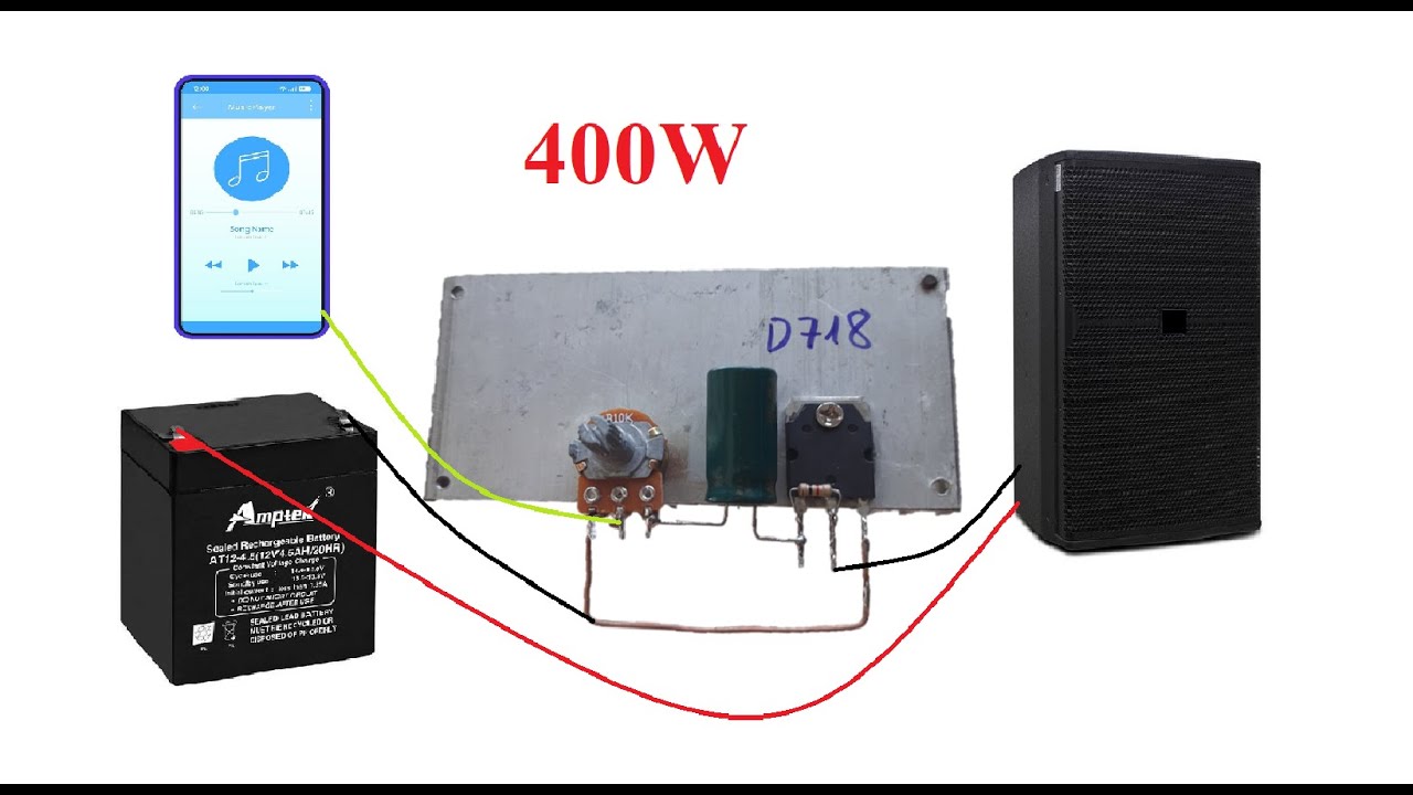 How make Powerful Bass Mini Amplifier with Transistor NPN D718 | DE electronics