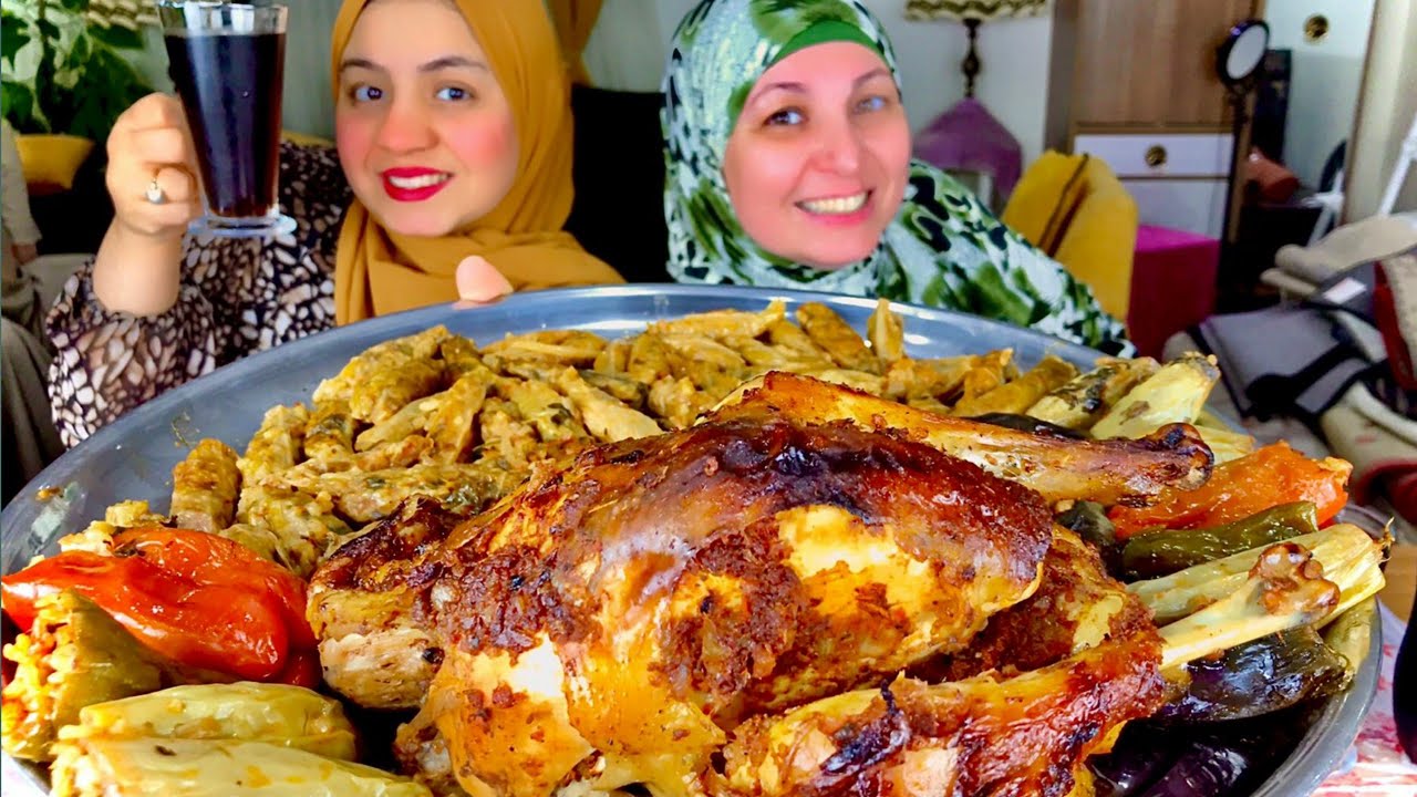 تحدى الدجاج 🐓والمحشى🥘🥗 المشكل لاول مره ضد خالى وابراهيم💪