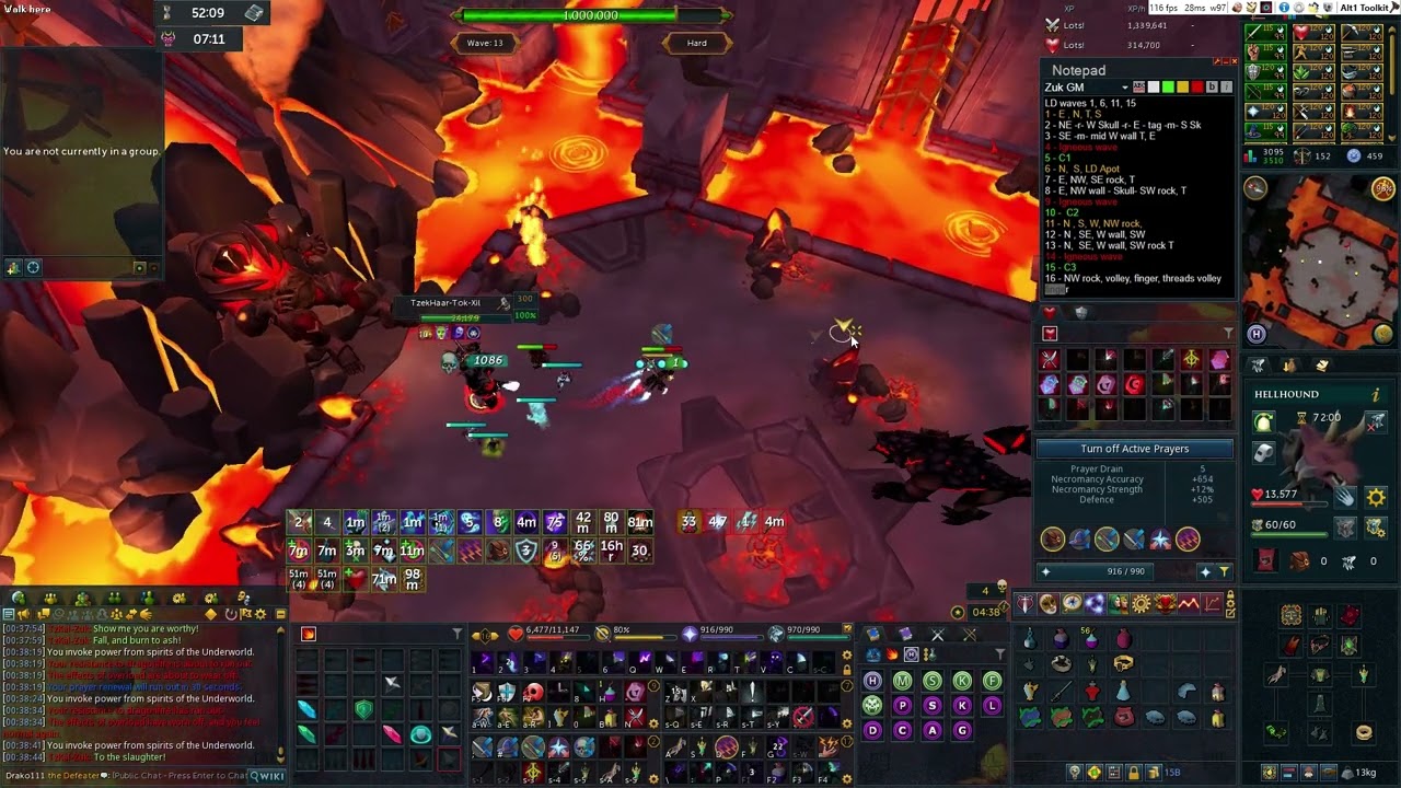 [13:24] - HM Zuk - Grandmaster kill - T100 Necro/EQ Aura/Ful book/Hellhound