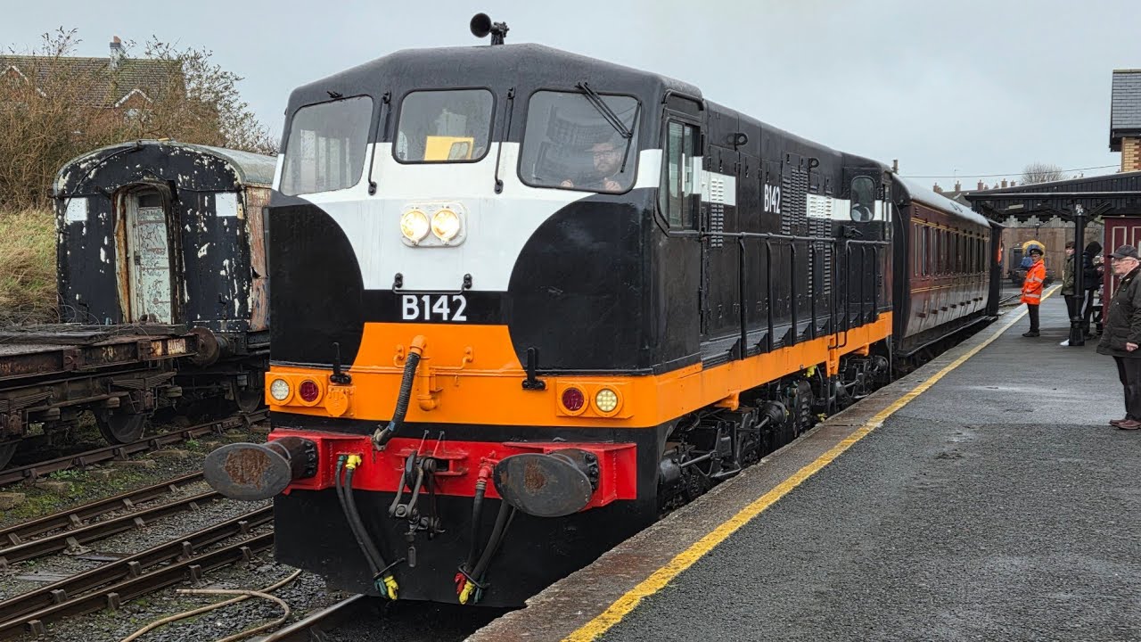 Ex Irish Rail 141 Class GM 142 on train ride duty at Whitehead. 31/1/26