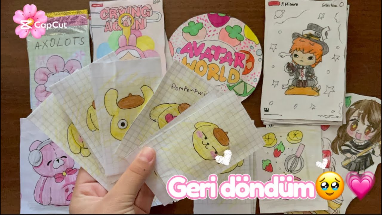 🌷✨kâğıt sürprizler açılımı✨🌷yeni koleksiyon pompompurin👉🏻👧🏻@Kawaiipaperdiy 🎀2️⃣tane paketten açtık😱😍