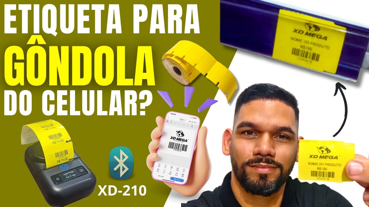 COMO IMPRIMIR ETIQUETA PARA GÔNDOLA DO CELULAR / MINI IMPRESSORA DE ETIQUETA BLUETOOTH XD-210