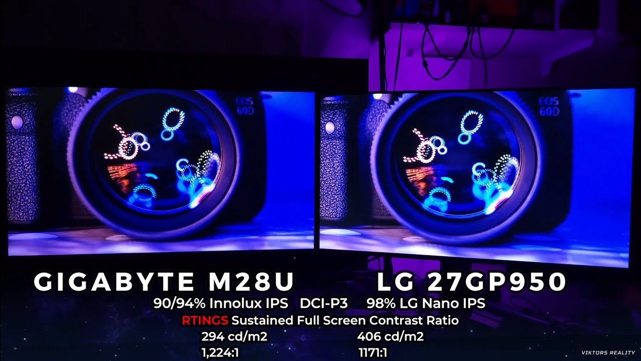 GIGABYTE M28U VS LG 27GP950 LOCAL DIMMING TEST Response Time UFO Test Demons Souls Playstation 5
