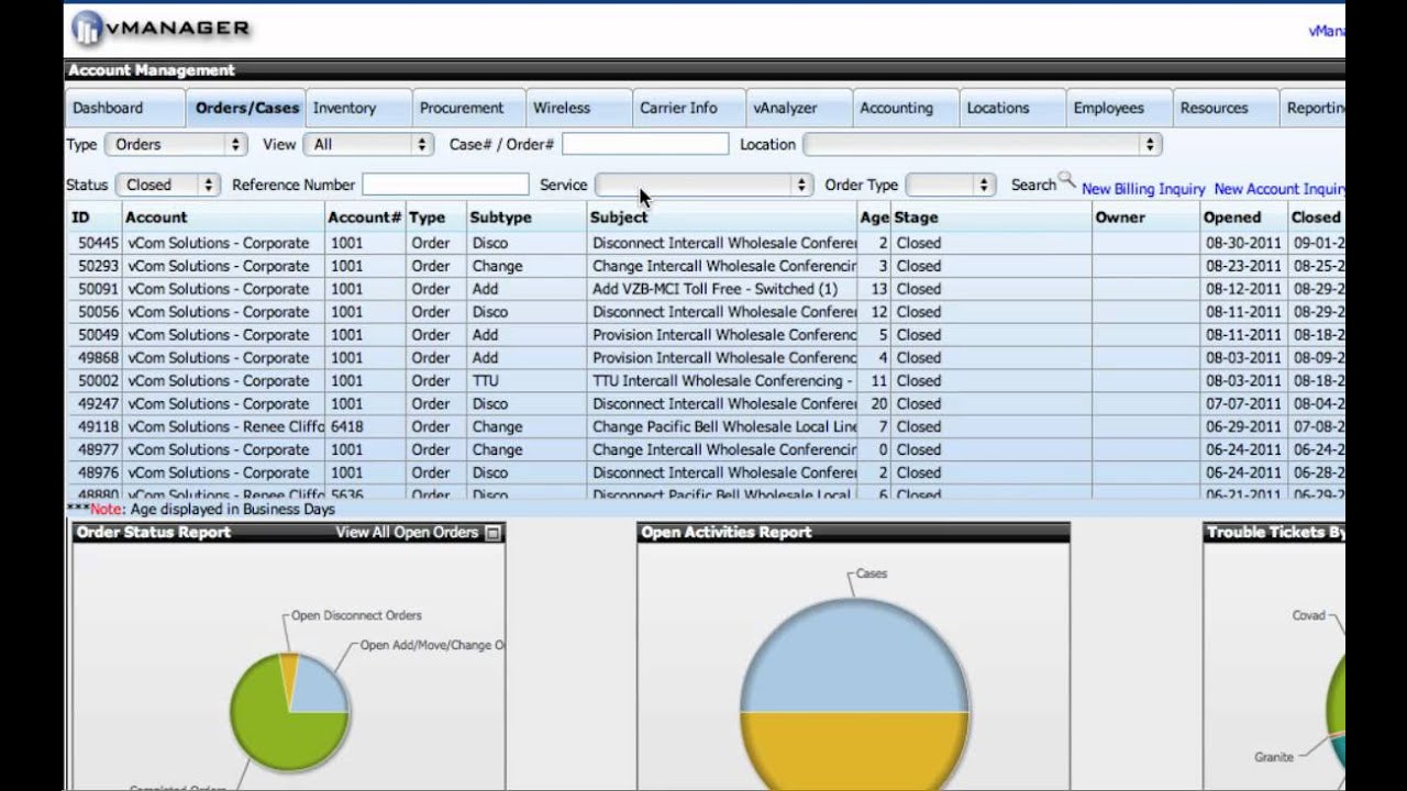vManager Orders & Cases Module