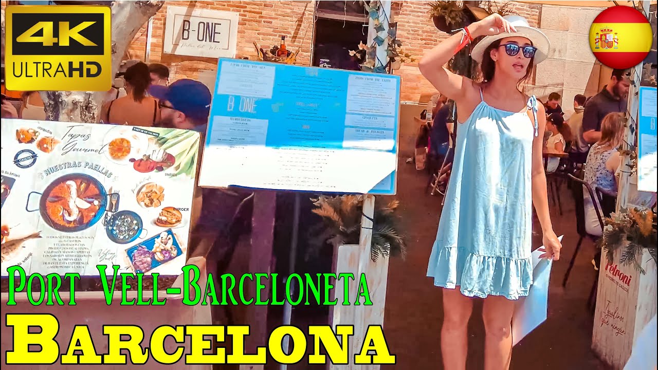🇪🇸 BARCELONA (SPAIN) 🏖️ Barceloneta Best Beach Walk Tour 4K || Port Vell